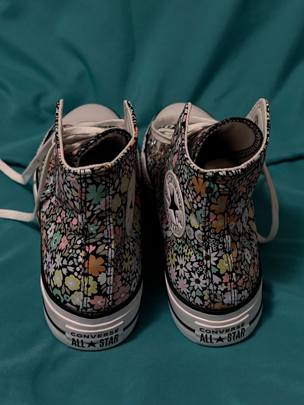 Converse Floral High-Top Platform Sneakers - Black Multi Floral - Picture 2 of 6